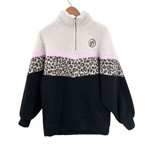 BUC-EE’S Sherpa Half Zip Pullover Colorblock Animal Print